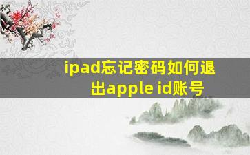 ipad忘记密码如何退出apple id账号